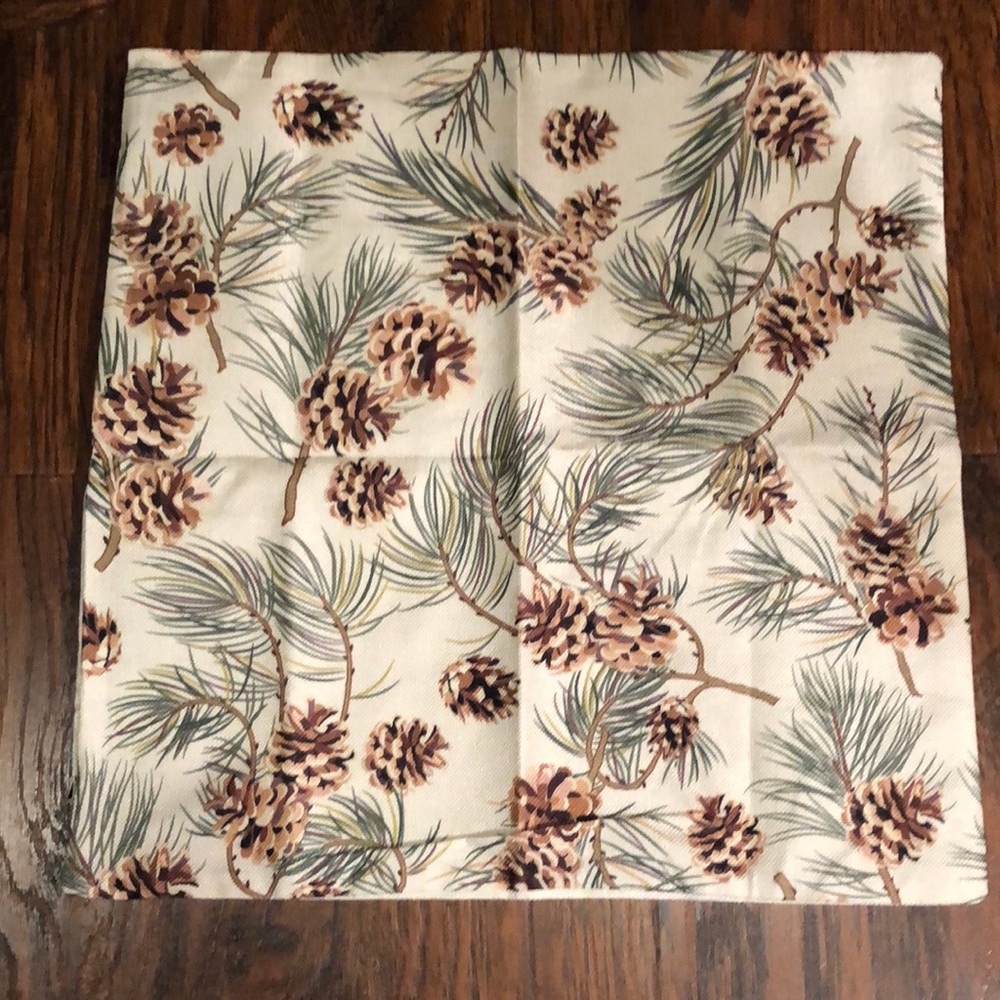 New Vintage Pinecone Winter 20x20 Pillowcase Square Cotton Linen Pillow Case